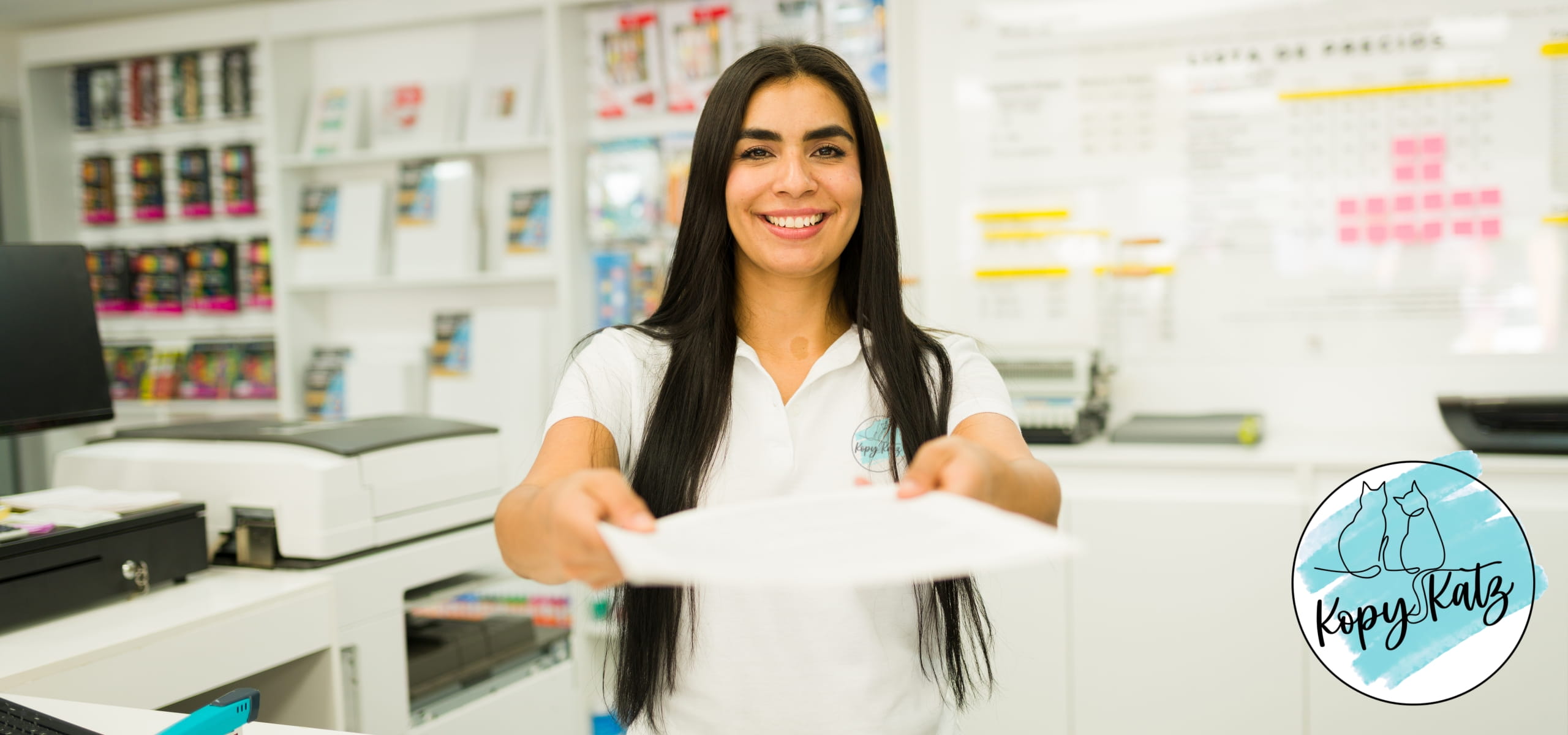 Employee delivering an order.