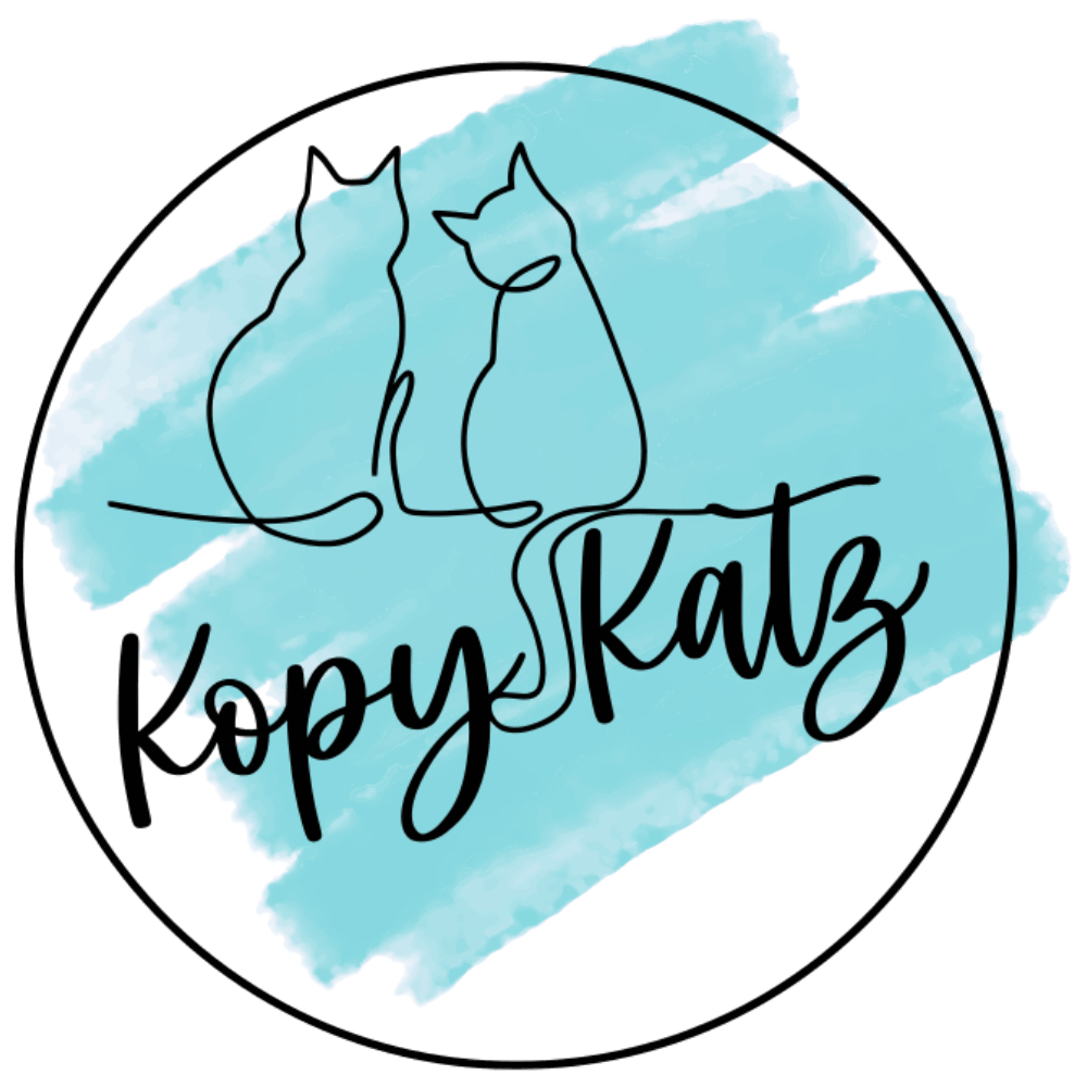 Kopy Katz logo with cats and paint splash
